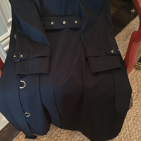 BURBERRY BRIDSTOW BLACK GABARDINE COTTON TRENCH COAT LEOPARD PRINTED LINING US 4 - Picture 11 of 15